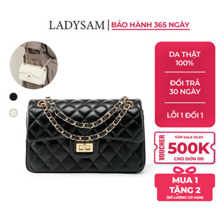 Túi Xách Chain Nữ Da Bò Cao Cấp Ladysam - Túi Đeo Chéo Đeo Vai Nữ Vân Trám Dập Nổi Size 23 Cho Nàng Đi Tiệc Đi Chơi