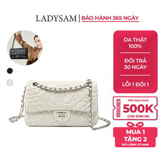 Túi Xách Nữ Da Bò Cao Cấp Ladysam - Túi Đeo Chéo Đeo Vai Nữ Vân Hoa Dập Nổi Size 25 Cho Nàng Đi Tiệc Đi Chơi