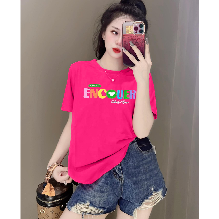 [40~70kg] Áo Thun Thái Nữ Cotton 100% Mềm Mịn Mát [Mã A08], Phong Cách, Cá Tính, Độc Đáo Chữ Nổi [ENCOUER] | BigBuy360 - bigbuy360.vn