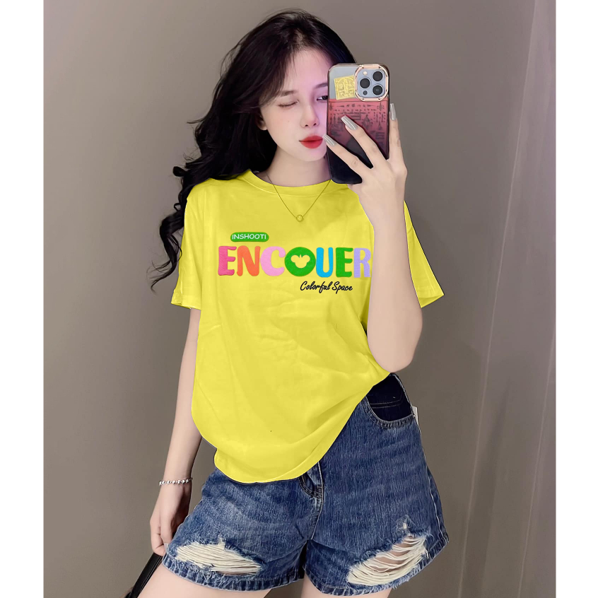 [40~70kg] Áo Thun Thái Nữ Cotton 100% Mềm Mịn Mát [Mã A08], Phong Cách, Cá Tính, Độc Đáo Chữ Nổi [ENCOUER] | BigBuy360 - bigbuy360.vn