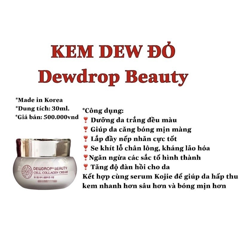 (Chính hãng ) KEM DEW ĐỎ DEWDROP BEAUTY