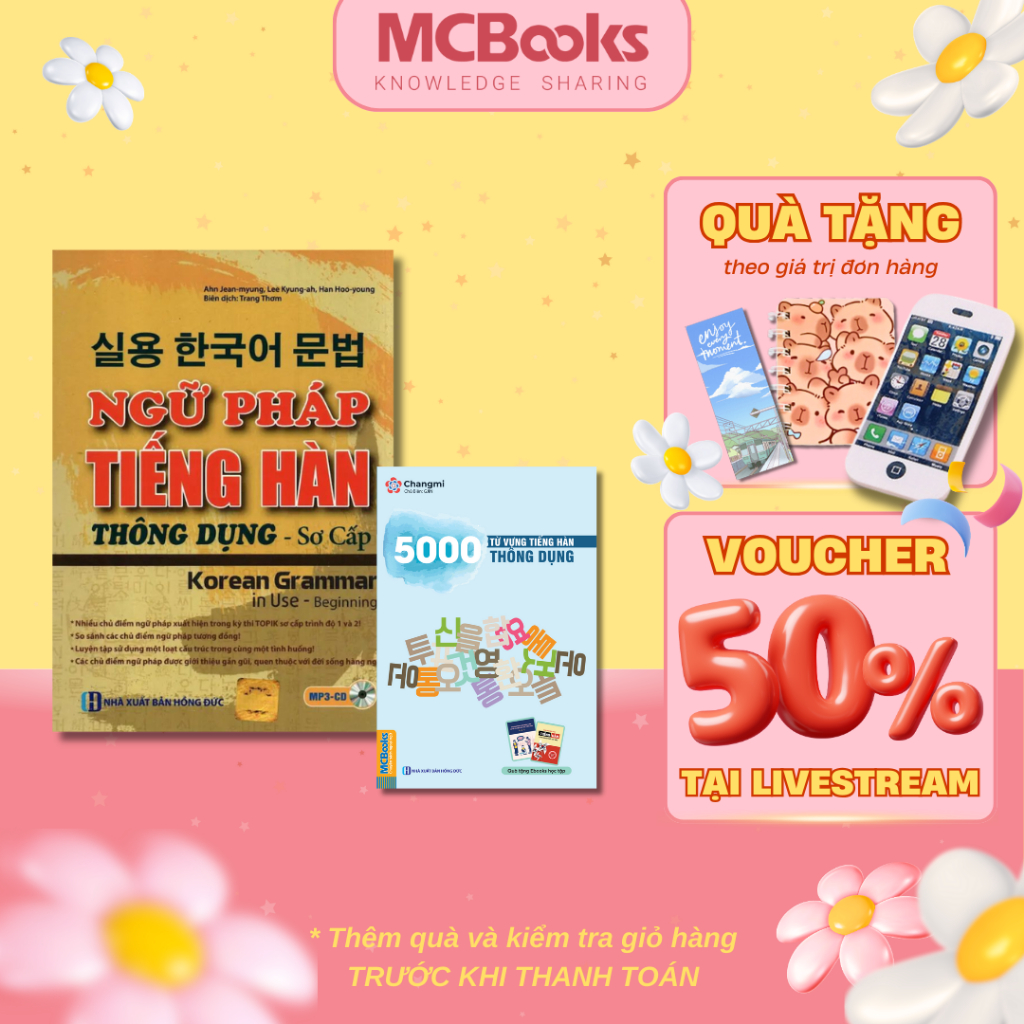 Sách - Ngữ Pháp Tiếng Hàn Thông Dụng Sơ Cấp + 5000 Từ Vựng Tiếng Hàn Thông Dụng - Mcbooks