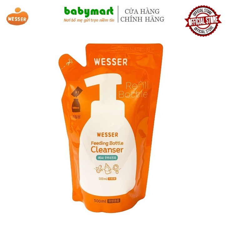 Nước rửa bình sữa chính hãng Wesser, gói 500ml