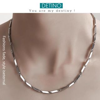 Dây chuyền nam titan khúc trơn màu bạc, vòng cổ nam đẹp  không gỉ thời trang DETINO DC15