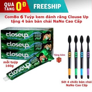 [ mua 6 tuýp tặng 4 bàn chải ] Combo 6 Tuýt Kem đánh răng Closeup Thái Lan tặng 4 Bàn Chải Than Hoạt Tính