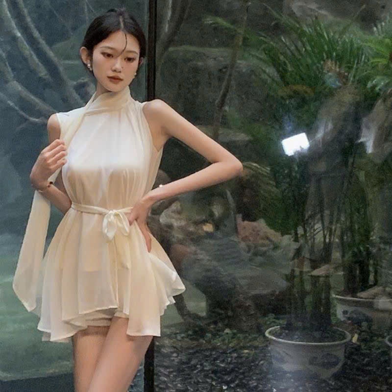 Đầm váy xòe cổ yếm thiết kế chiết eo tôn dáng phong cách tiểu thư sang chảnh HMH SP288 | BigBuy360 - bigbuy360.vn