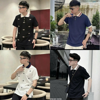 Aó Polo Nam Cổ Bẻ G.C Cotton Gai Cá Sấu Họa Tiết Thêu Con Ong Phối Cổ Chun Dệt Sọc Cao Cấp Hottrend 2025