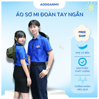 Áo sơ mi Đoàn Thanh Niên tay ngắn chất vải kate silk nhật chống nhăn nhanh khô logo thêu tiêu chuẩn