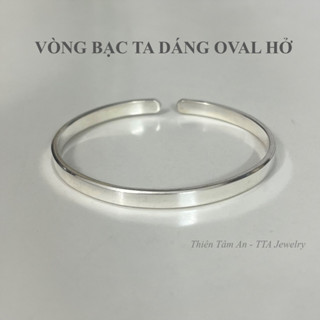  Vòng tay Bạc ta Bản vuông dáng Oval hở dễ dàng điều chỉnh theo ni tay dành cho bé gái bạn gái - Bạc thật TTA.L227 