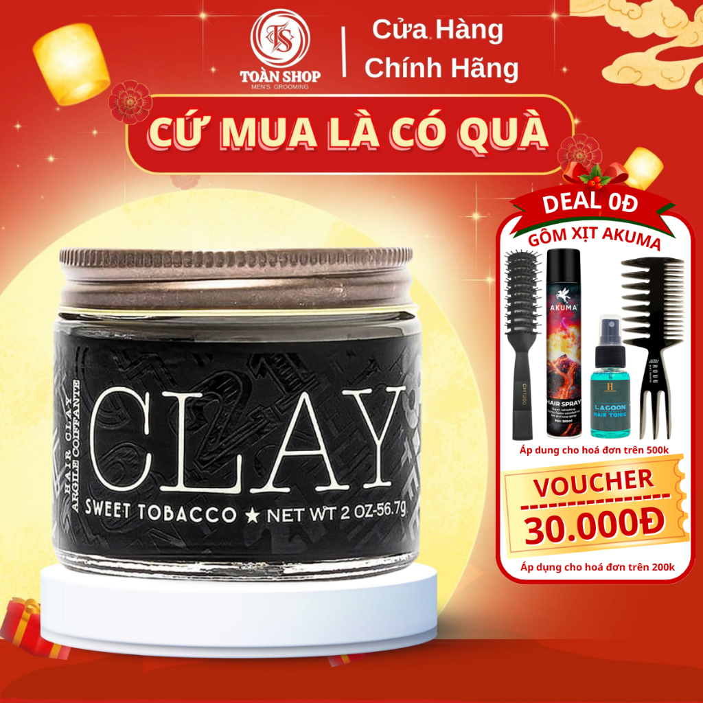 Sáp Vuốt Tóc 18.21 Man Made Clay 56G - Giữ Nếp Matte Natural Không Bết