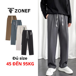 Quần Ống Rộng Cạp Chun Nam vải Tuyết Mưa, Quần Âu Ống Suông Unisex Phong Cách Hàn Quốc By ZONEF OFFICIAL