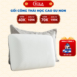 Gối cao su non người lớn công thái học ngủ ngon CECILA  cao su non chống đau cổ vai gáy, hỗ trợ chống trào ngược