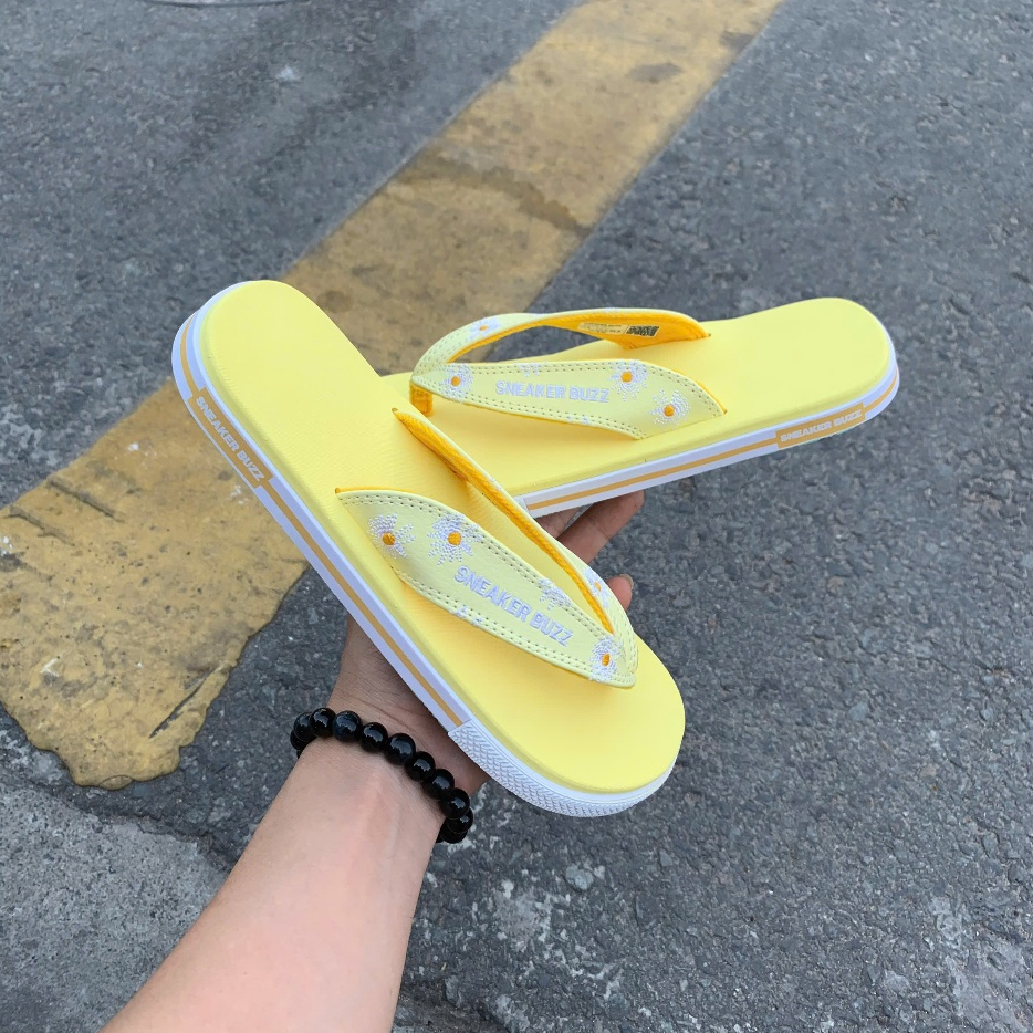 Chính Hãng - Dép sneaker buzz Vàng Hoạ Tiết Hoa