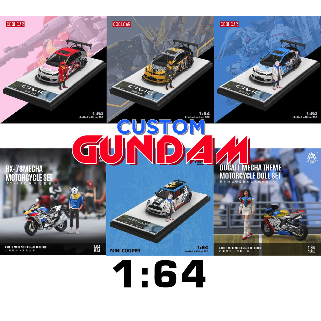 Các mẫu mô hình xe custom Gundam RX-78 strike freedom Zaku Mini Cooper - Hoda civic - Mô tô tỉ lệ 1: