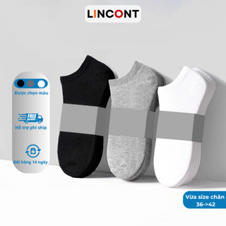 COMBO 10 đôi Tất ( Vớ ) nam nữ Cổ Ngắn trơn - 3 màu đen - trắng - xám chất liệu cotton+spandex