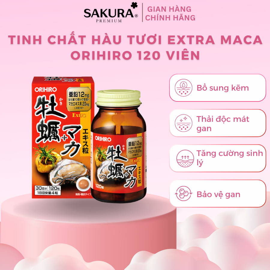 Viên uống hàu Maca x2 Orihiro tăng cường sinh lý, cải thiện sức khoẻ -SakuraPremium