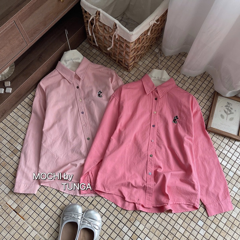 Áo Sơmi Thô Gigi.Studio Thêu MICKEY Cúc Sắc Màu hàng QC-dành cho Nữ | BigBuy360 - bigbuy360.vn