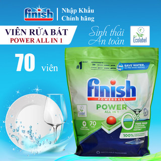  Viên Rửa Chén Bát Hữu Cơ Finish All In 1 Max Eco 0% Không Mùi Hóa Chất Nhập Khẩu Châu Âu Túi 70 Viên 100 Viên 