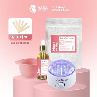 COMBO Nồi Nấu Sáp WAX Lông Pro Wax 100 + Sáp Wax lông cao cấp NANAWAXING + Chén silicone tặng kèm mỡ trăn, tặng que gỗ