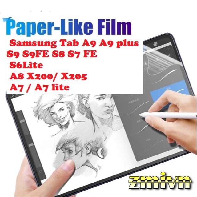 Dán dẻo Paperlike chống vân tay cho Samsung Tab A9 S9 S8 S7 FE Plus S6Lite A8 10.5 A7 chống trầy