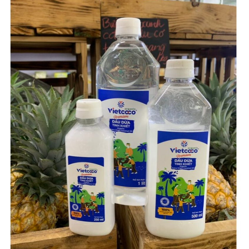 Dầu dừa nguyên chất Tinh Khiết Organic Vietcoco chai 250ml - 500ml - 1000ml