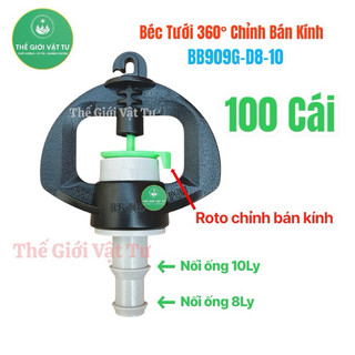 [Bán sỉ] 100 Béc tưới nhỏ BB909 chân 8-10ly điều chỉnh bán kính tưới, tưới 360 độ đuôi 8 ly - 10 ly