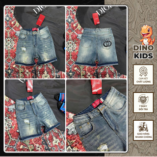 Quần Jean Đùi Rách Nhẹ Phong Cách Siêu Đẹp - Quần Đùi Bò Cho Bé Trai Hàng Cao Cấp