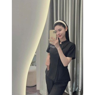 Đồng phục spa nữ cổ tàu cách tân điệu đà, chất cotton lạnh cao cấp