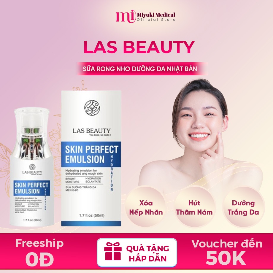 Sữa Dưỡng Rong Nho Nhật Bản LAS BEAUTY - Sữa Truyền Trắng Dưỡng Da Căng Bóng Skin Perfect Emulsion 50ml