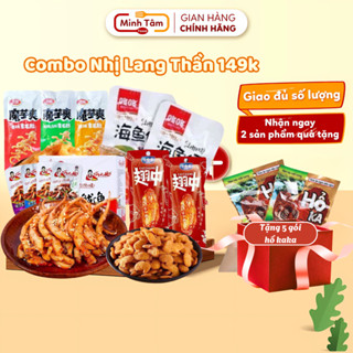 Combo Nhị Lang Thần 2: 5 cá cay + 5 râu mực + 5 gân bò + 5 cánh gà giữa + 5 snack cánh gà tặng thêm 5 gói hổ kaka