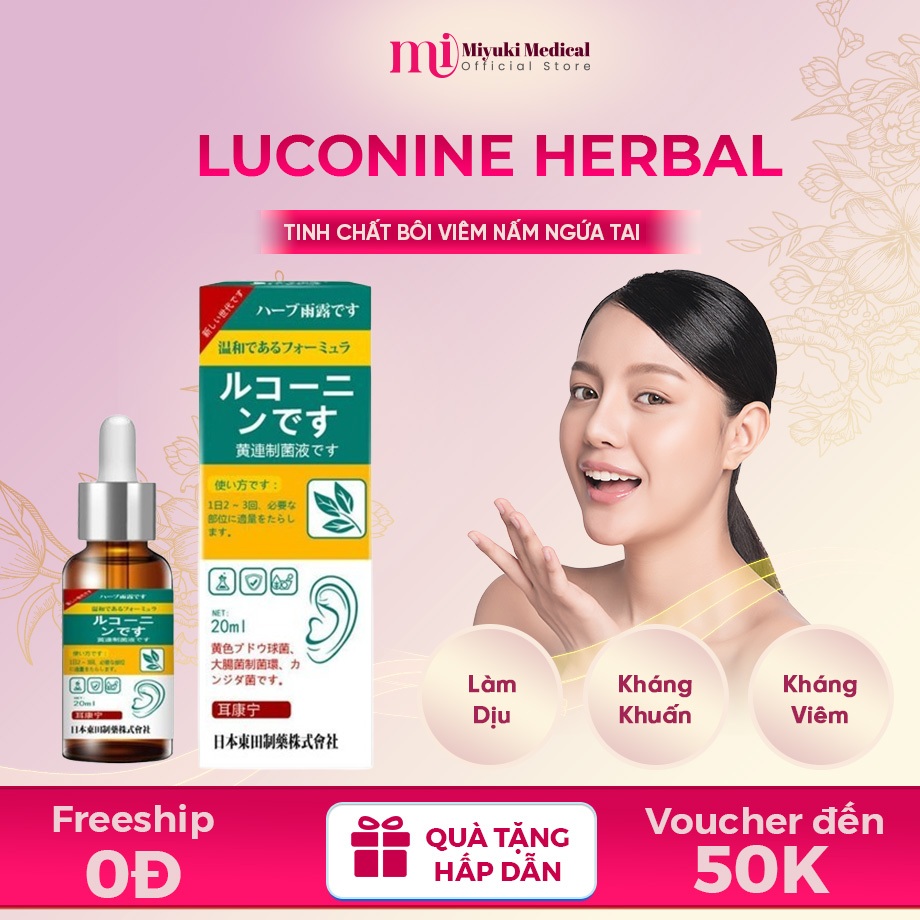 Serum Viêm Nấm Ngứa Tai LUCONINE HERBAL Nhật Bản - Tinh Chất Thảo Dược LUCONINE Làm Sạch Tai Loại Bỏ Nấm Ngứa Viêm Tai