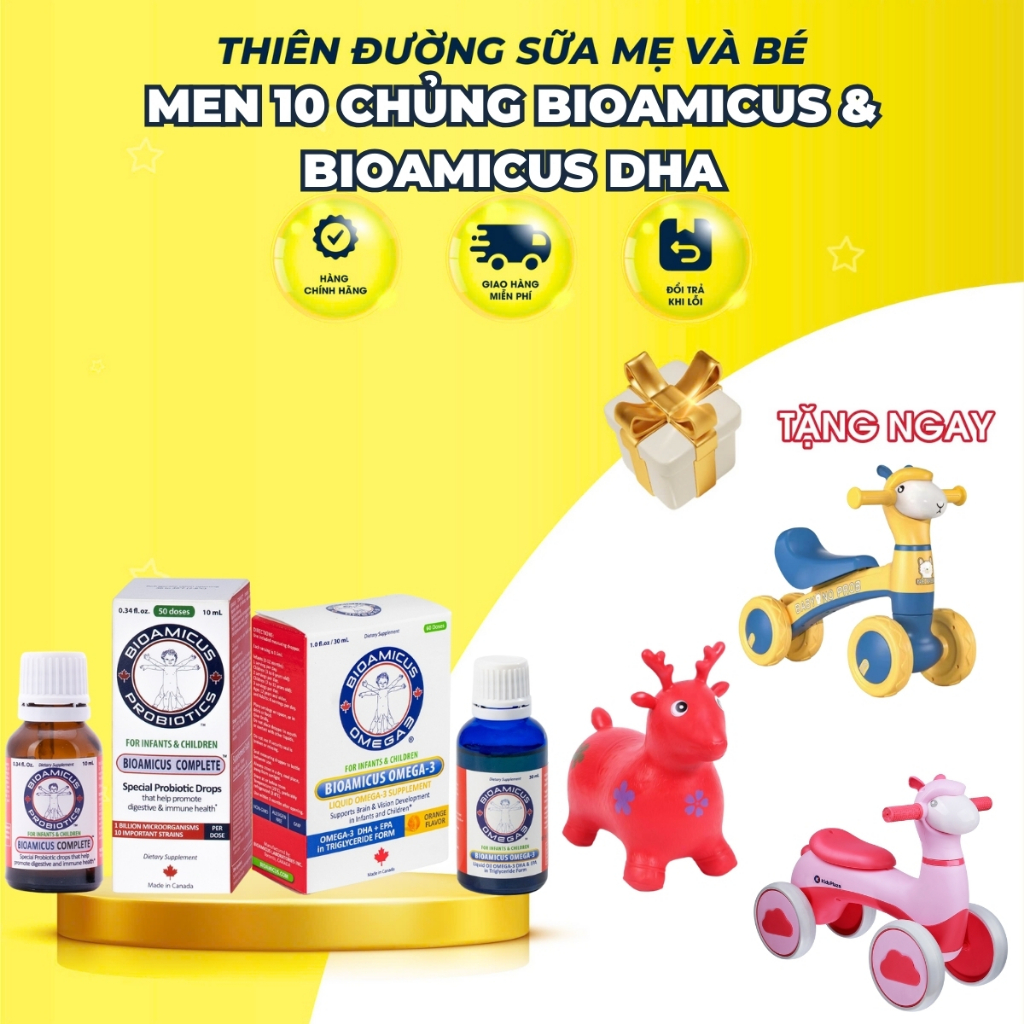 Combo 1 Men 10 chủng Bioamicus và BioAmicus DHA 30mL - Vị ngon độc quyền