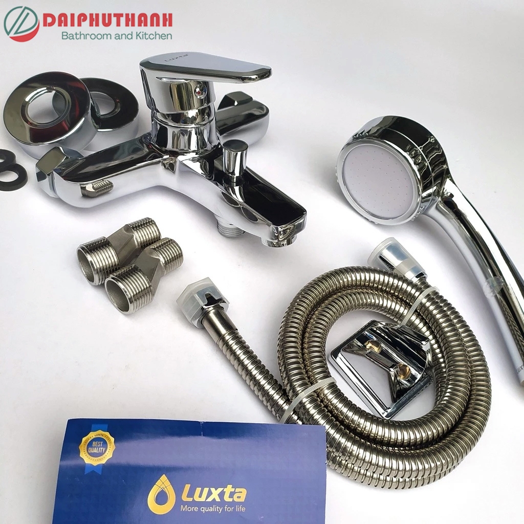 Vòi Sen Tắm Nóng Lạnh LUXTA L2223SN Đồng Thau Mạ Crome Tay Sen Tắm T11 Tăng Áp - Đủ bộ củ sen, tay sen, dây sen, gác,..