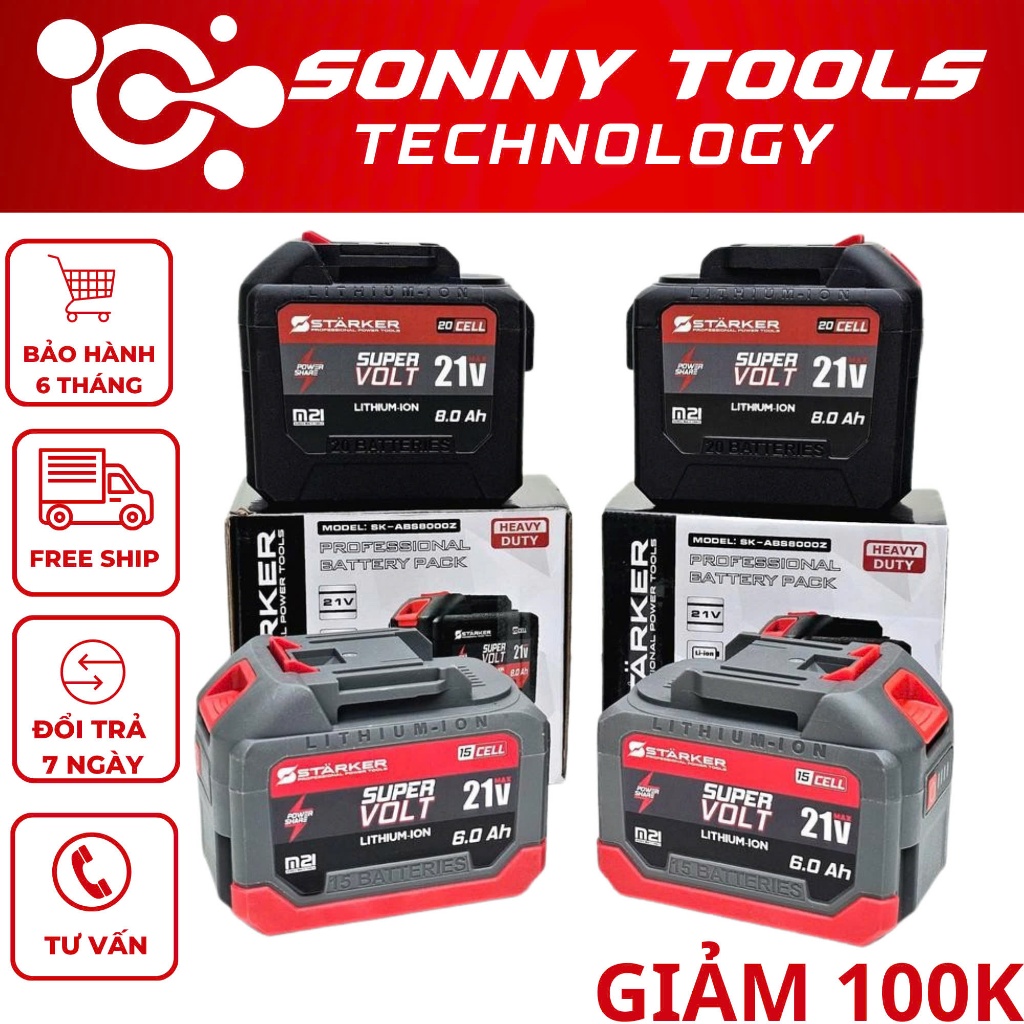  Pin Starker 15 - 20cell 8mosfets cho máy khoan mài bê tông dòng xả cao chân pin phổ thông 