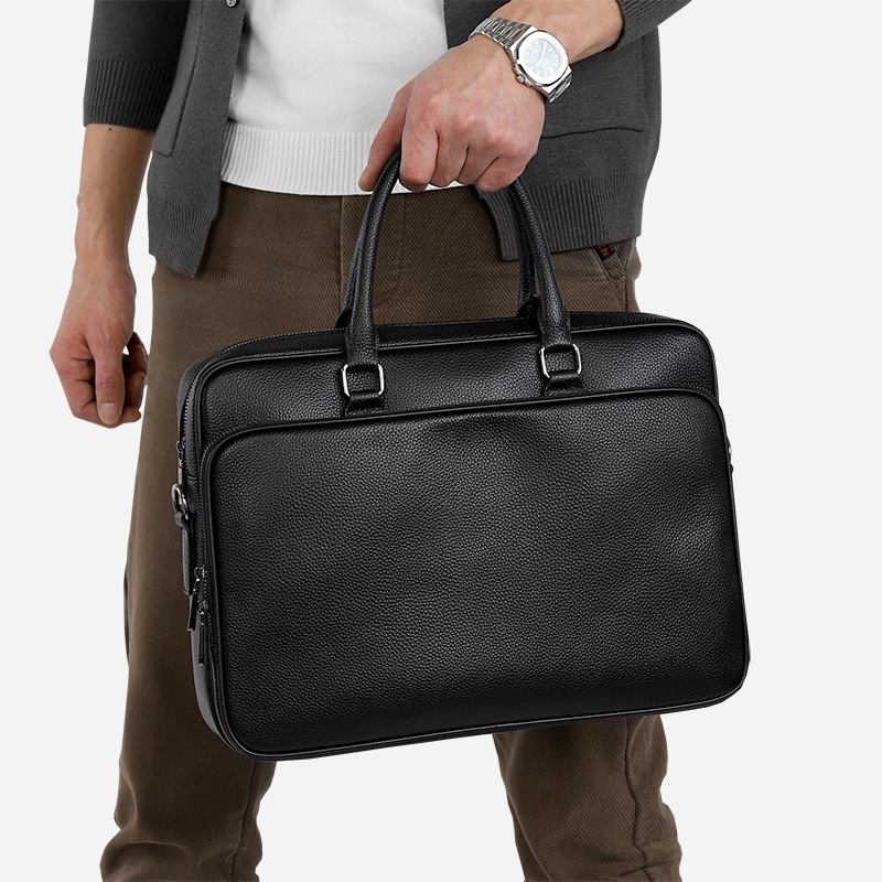   Da thật  Túi công sở nam nữ da bò thật; Cặp xách nam da thật CD318LEA  Đen  - 100% da bò thật BH 3 năm 