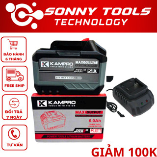 Pin KAMPRO Chính Hãng cho máy khoan máy siết, Pin Có đèn báo pin, Chân pin phổ thông 4cm, Mạch 3 mosfet