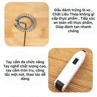 Dụng Cụ Tạo Bọt Pha Cà Phê , Đánh Trứng Tiện Lợi Kèm 2 Pin AA