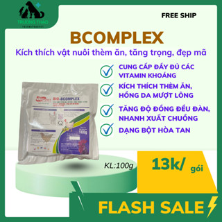  BIO-BCOMPLEX Dạng cốm siêu tan-gói 100gram bổ sung vitamin b1,b2,b3,b5,b6 vitamin c chất bổ cho chó mèo lợn gà dê 