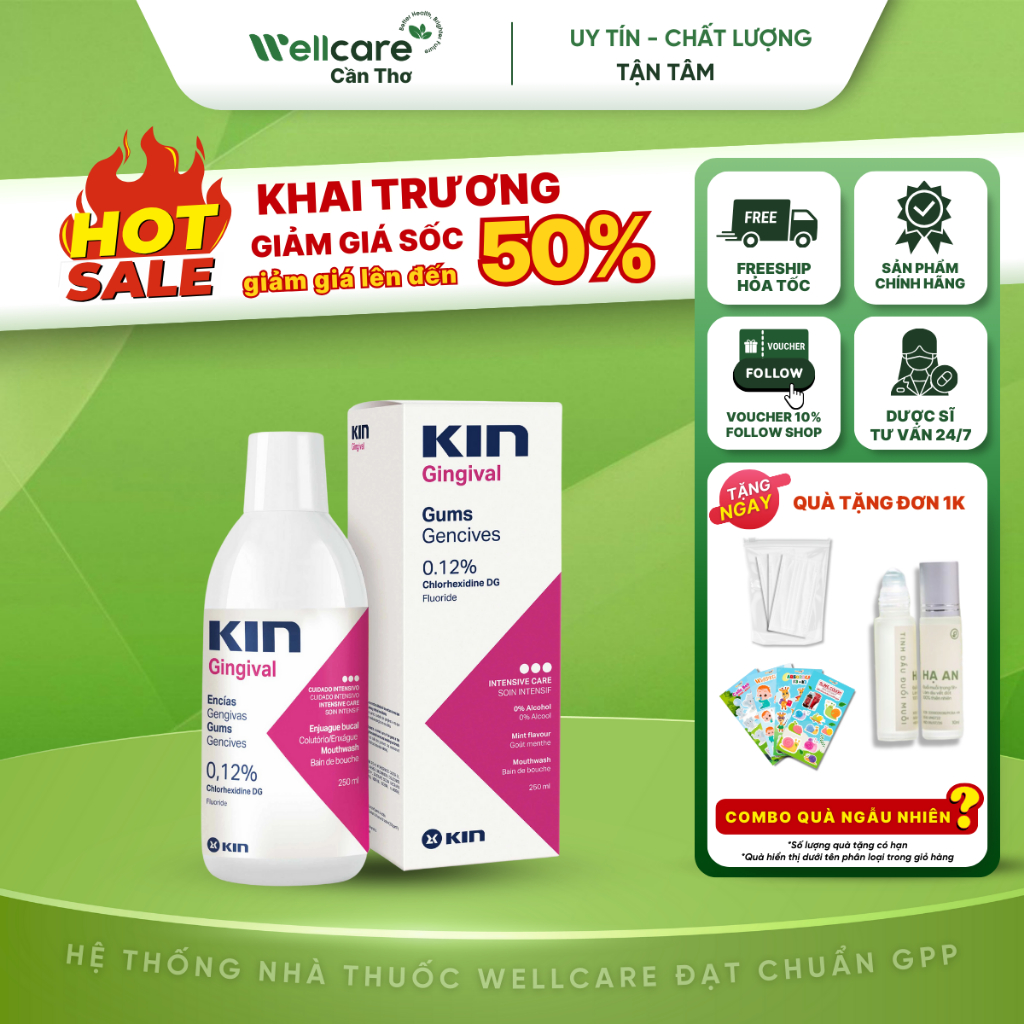 [⭐KIN] Nước súc miệng KIN Gingival - Chai 250ml Ngừa viêm nướu, nha chu, diệt khuẩn, giảm hôi miệng