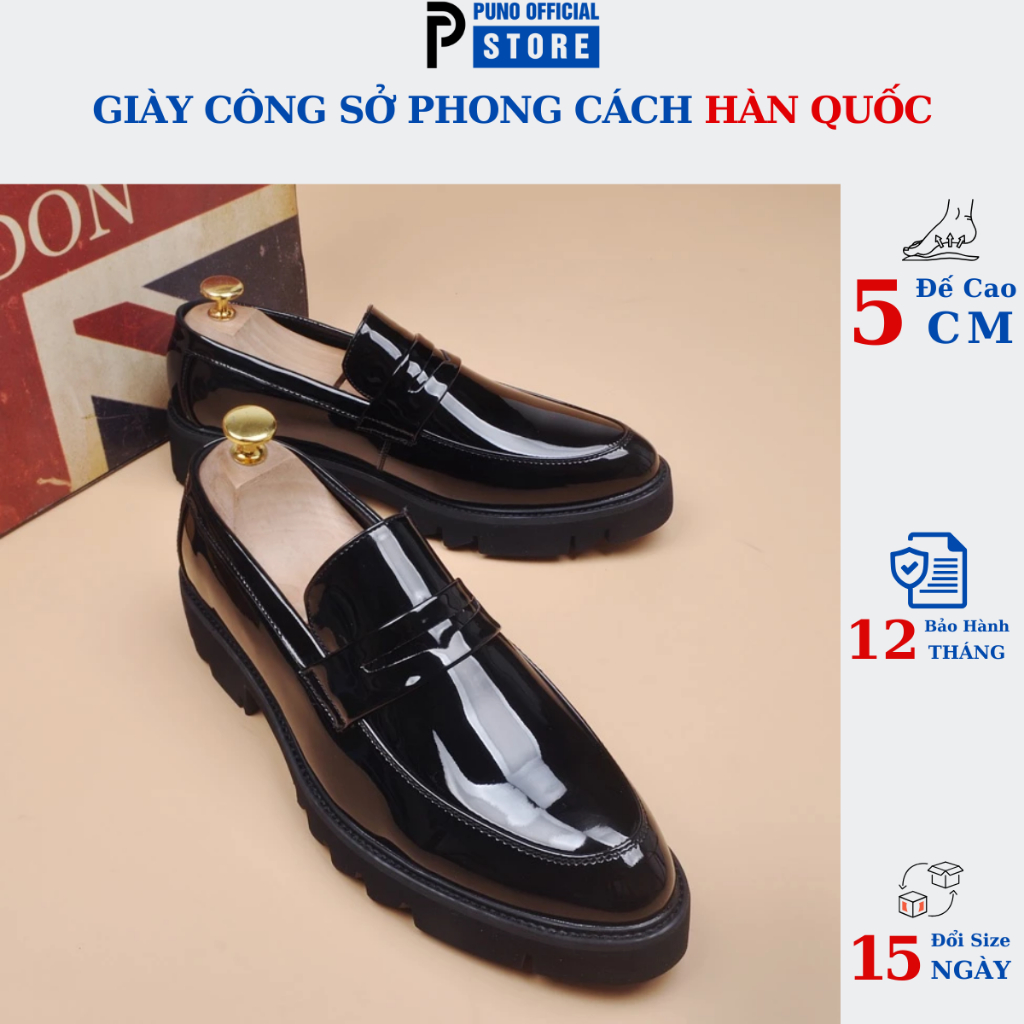 Giày da công sở nam màu đen bóng phong cách Hàn Quốc (VIP02) - Puno Official Store