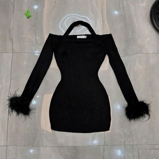Đầm Body Tay Dài alohashop91 Dáng Ôm Cut Out Khoen Ngực