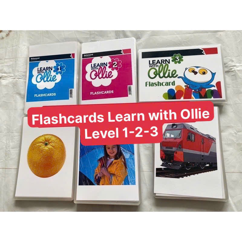 FLASHCARDS LEARN WITH OLLIE LEVEL 1 2-3 ( THẺ THIẾT KẾ HAI MẶT ÉP PLASTICS BỀN ĐẸP )