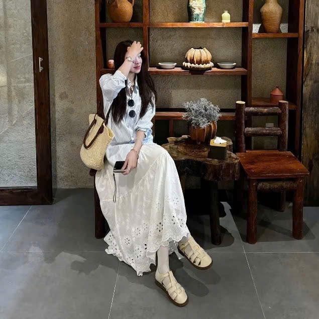 Chân váy ren trắng dáng dài - 247store | BigBuy360 - bigbuy360.vn