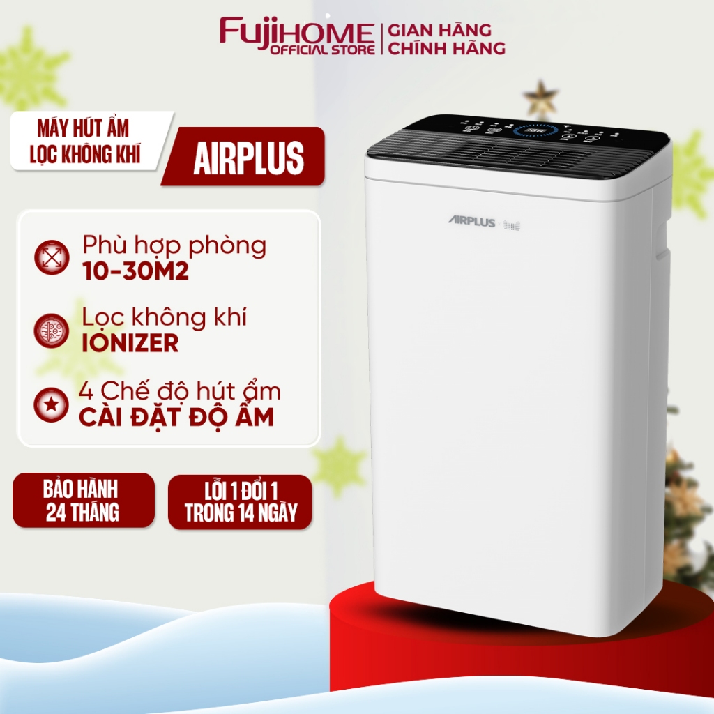 Máy hút ẩm lọc không khí 20m2 AIRPLUS Nhập Khẩu, công nghệ máy nén công suất hút 10L/ngày phòng khách, phòng ngủ đa năng