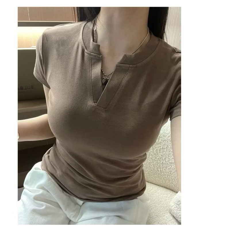 Áo Thun Trơn Cổ V Dễ Thương Form Ôm , Áo thun baby BASIC TRƠN ôm body Piki ( có bigsize) | BigBuy360 - bigbuy360.vn