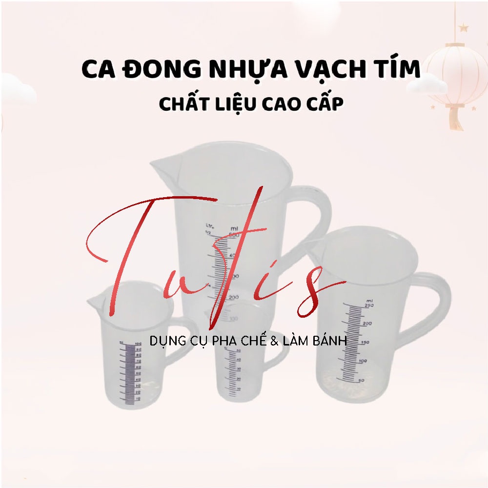 Ca đong định lượng vạch tím đủ size - Ca đong định lượng chịu nhiệt không nắp