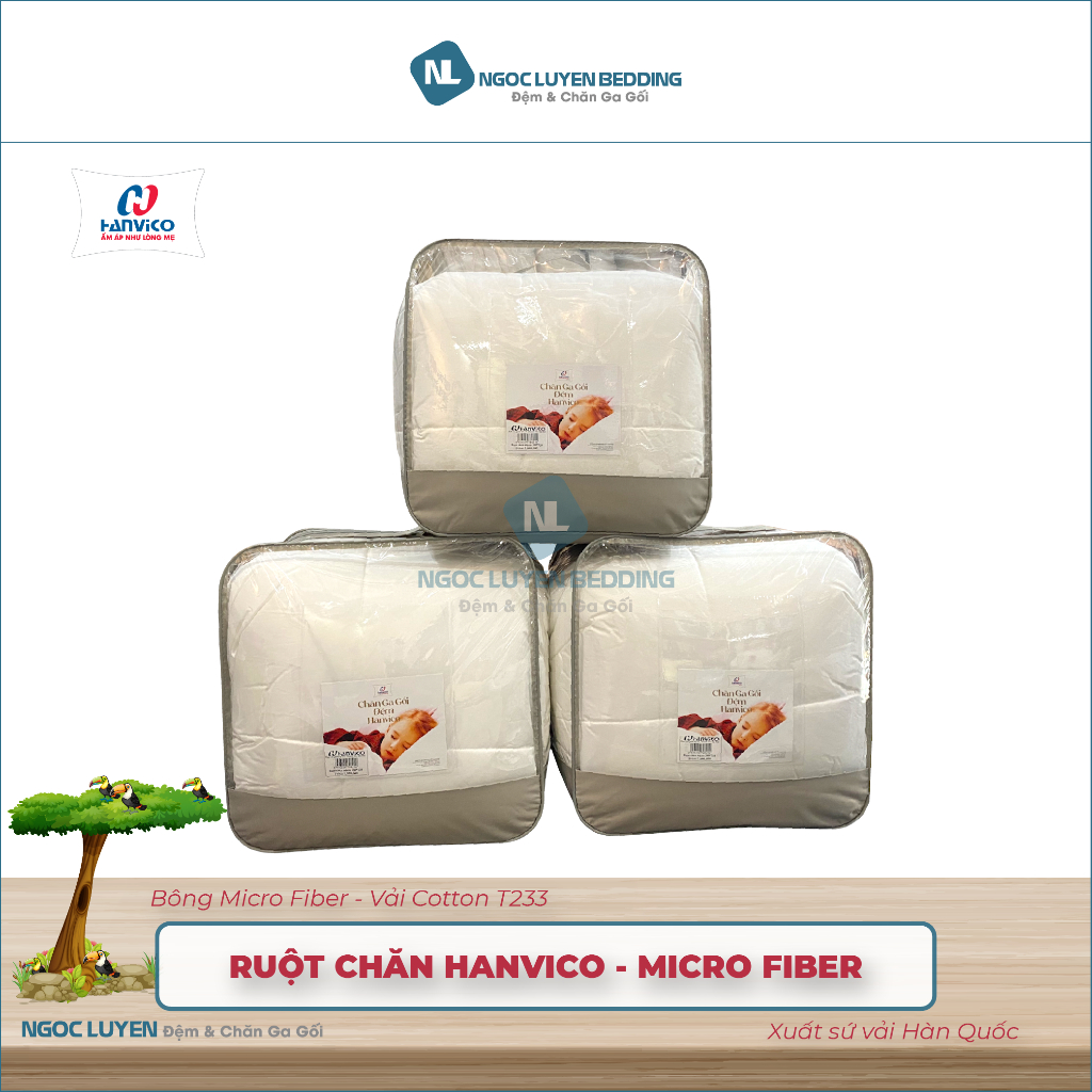 [CHÍNH HÃNG] Ruột chăn Micro Fiber Hanvico - Lông vũ nhân tạo - Tiêu chuẩn 5 sao - Siêu nhẹ - Kháng khuẩn
