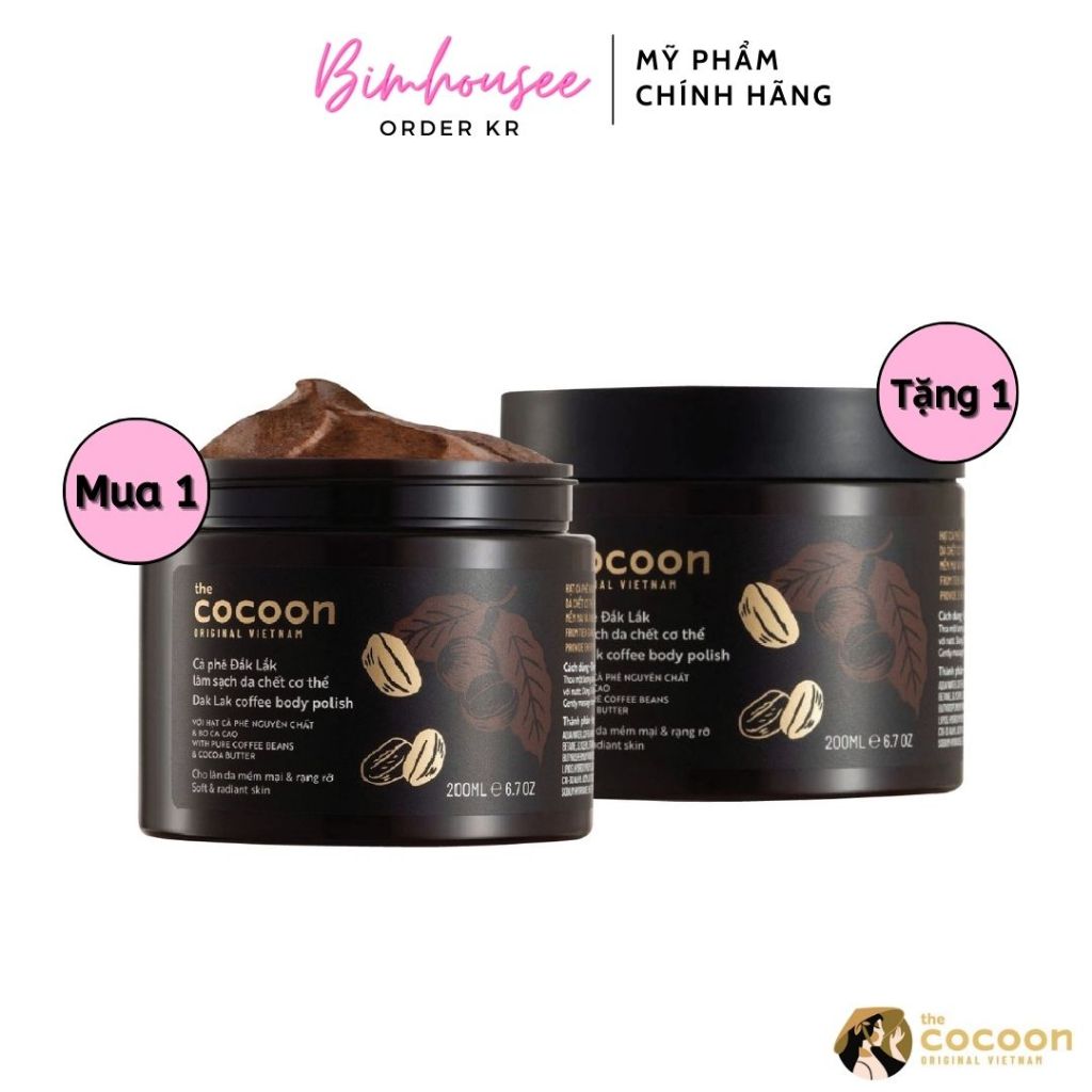 Tẩy da chết body toàn thân COCOON Cà phê Đắc Lắc làm sạch da chết body Đăk Lăk Cocoon 200ml
