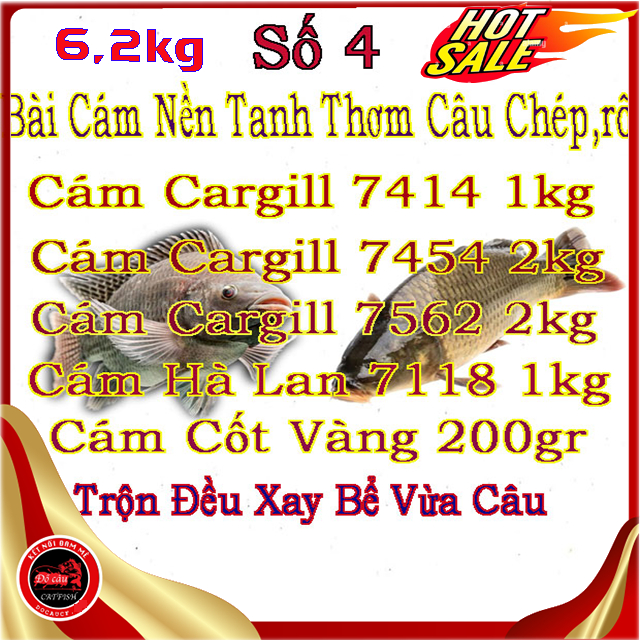[Bài 4]Bài Cám Nền Cargill Tanh Thơm Câu Cá Tổng Hợp[6,2kg] câu cá tra,chép,rô-Cám Cargill câu cá-cá