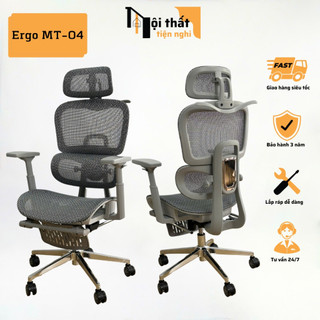 Ghế công thái học Ergo-MT04 full lưới trượt lưng/mâm, full chức năng, tích hợp gác chân, ngả lưng 135 độ, móc treo áo